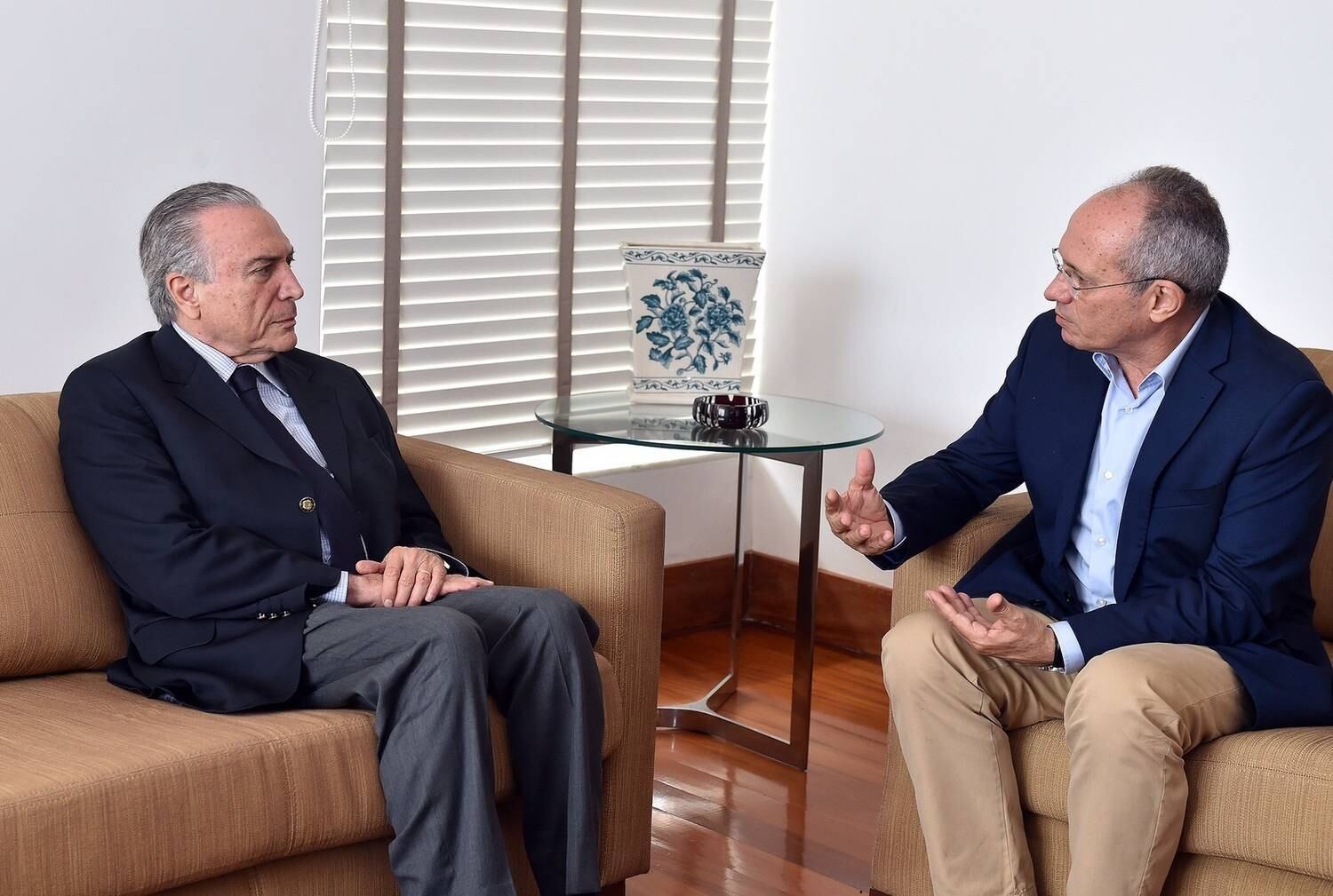 Foram permitidas imagens, mas a imprensa não acompanhou a visita de Temer