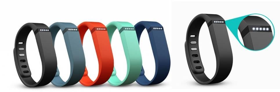 A FitBit Flex é uma pulseira inteligente voltada para o bem-estar dos usuários. Ela realiza medições para exercícios físicos e realiza monitoramento do sono e é encontrada no site oficial da empresa