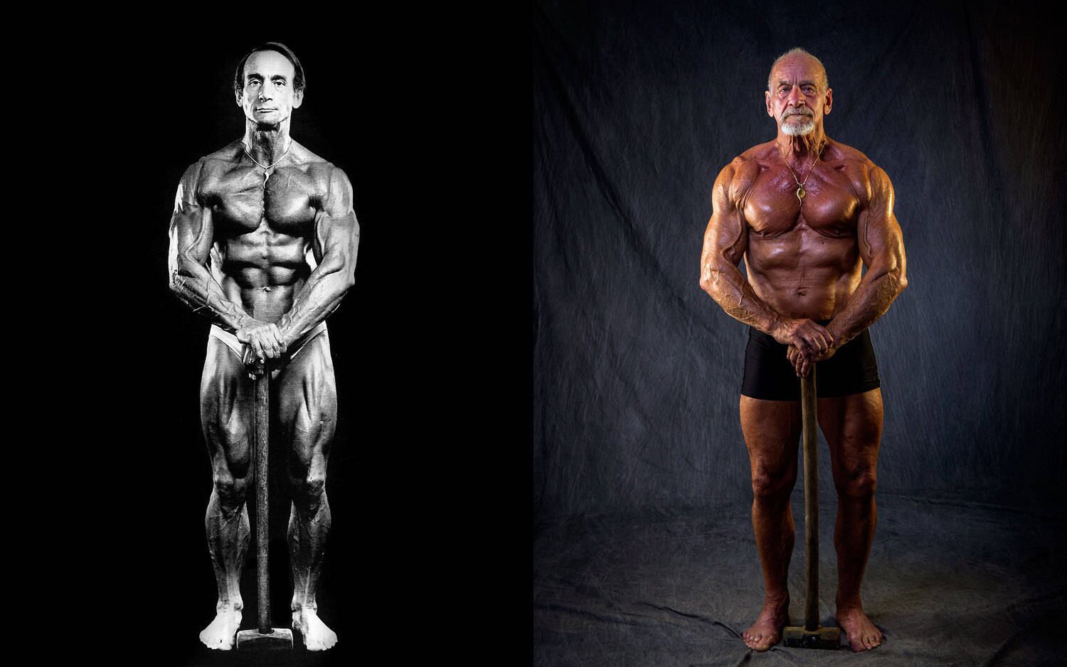 O atleta postou uma montagem sua comparando seu corpo aos 40 e aos 80 anos