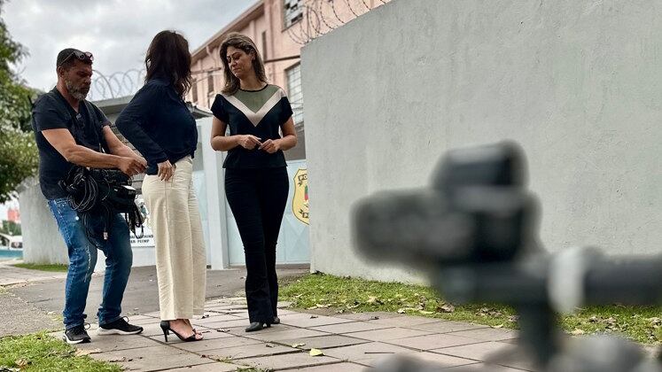 Minutos antes da gravação exclusiva no presídio com Gracieli Ugulini, condenada pela morte de Bernardo Boldrini
