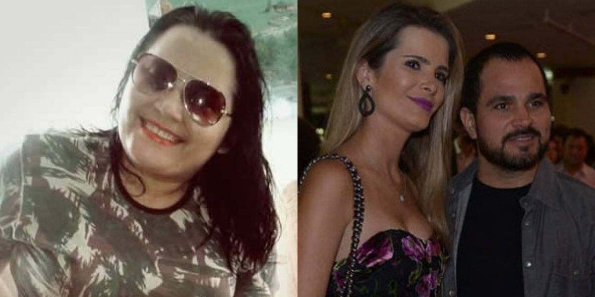 Cléo Loyola, à esquerda, e Luciano com a atual mulher, Flávia