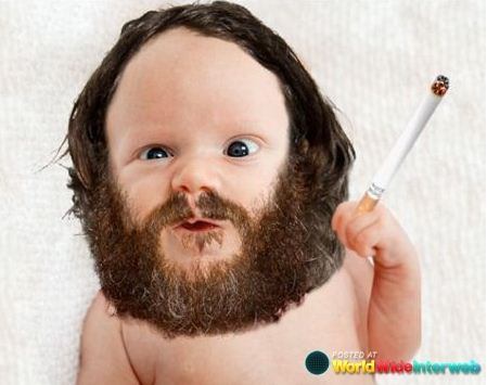 Que coisa feia! Além de fumante, tá com a barba toda torta!