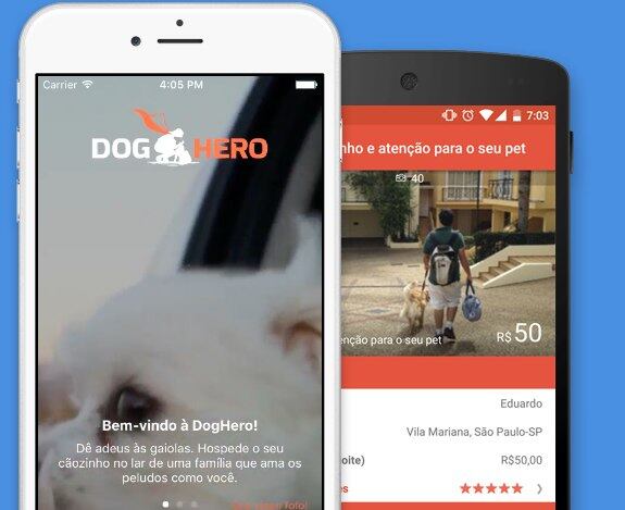 DogHero é uma espécie de Airbnb para pets. A plataforma permite ao dono viajar com a garantia que seu animal de estimação estará hospedado com segurança e conforto. O usuário informa o próprio endereço e as datas que precisará do serviço de hospedagem e a DogHero mostra os cuidadores mais próximos com informações de preço e avaliações de outros usuários que já hospedaram seus pets com ele
