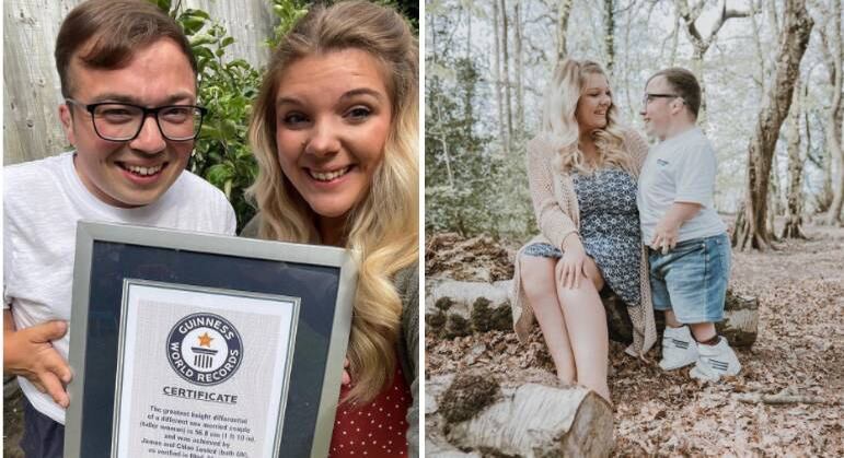 O casal britânico é apenas mais um entre milhares, mas uma particularidade os torna dignos de ter os seus nomes cravados como recordistas mundiais do Guinness World Records. James Lusted, de 33 anos, que tem nanismo, tem apenas 1 metro de altura, enquanto sua esposa Chloe, de 27 anos, tem 1,60 metro