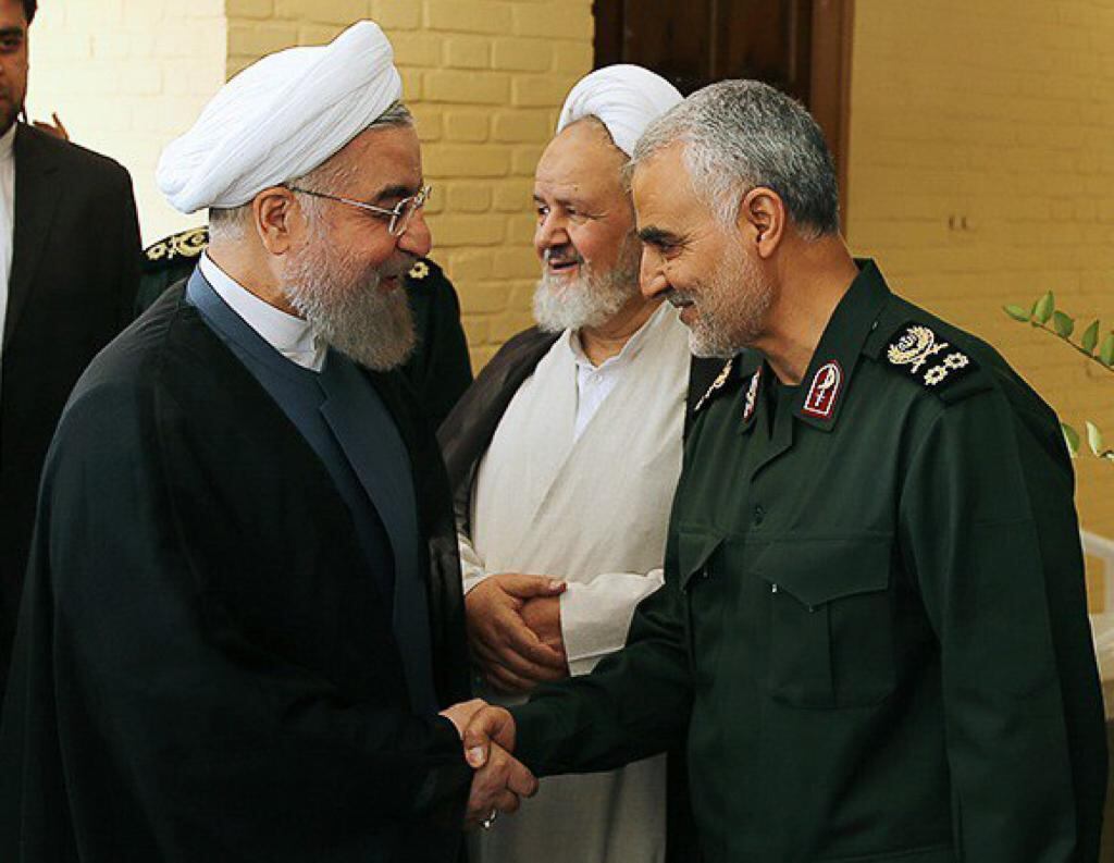 Presidente do Irã, Hassan Rohani, e general Soleimani