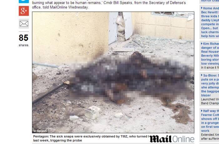 Segundo o TMZ, que assegura ter enviado ao Pentágono 41 fotografias, as imagens foram feitas em 2004 na cidade de Fallujah, perto da fronteira com a Síria, reduto da insurgência iraquiana e onde ocorreram violentos combates com o Exército americano