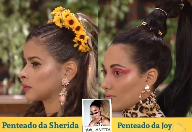 Sherida e Joy tiveram o desafio de ousar em penteados inspirados em Anitta. "O melhor cabelo foi o da Joy, ela deu muito mais personalidade que a Sherida", disse Celso Kamura.