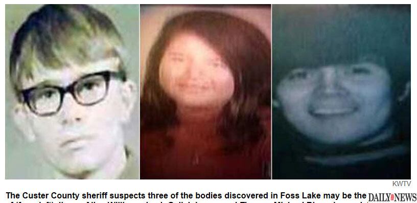 Médicos
legistas disseram na quinta-feira (10) que o Camaro azul correspondia à
descrição do veículo de Jimmy Williams (à esq.), um jovem de 16 anos que desapareceu
com os amigos Thomas Rios (à dir.) e Leah Johnson (centro), ambos de 18 anos, em 20 de novembro
de 1970