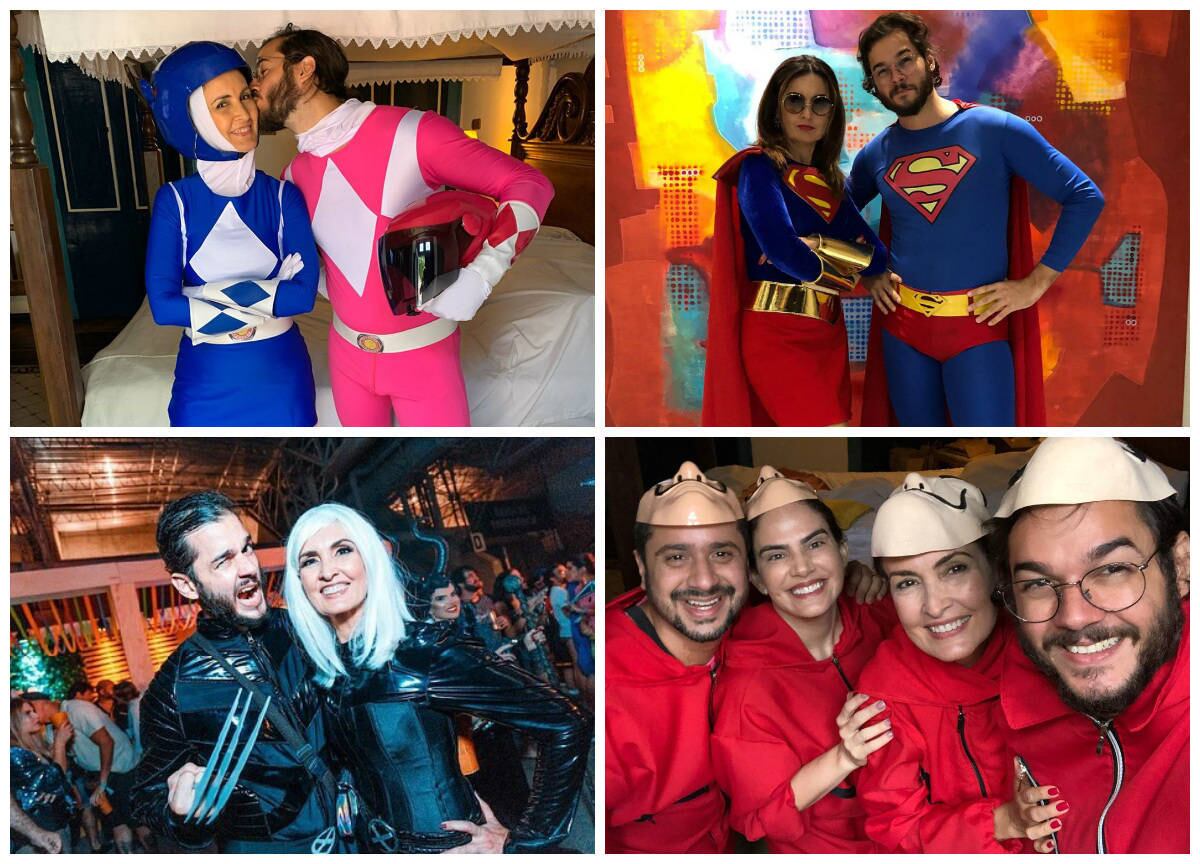 Criatividade para se fantasiar no Carnaval é o que não falta para Fátima Bernardes e Túlio Gadêlha. Já há algum tempo, o casal elege personagens de filmes e de quadrinhos para cair na folia e conseguir brincar como todo mundo