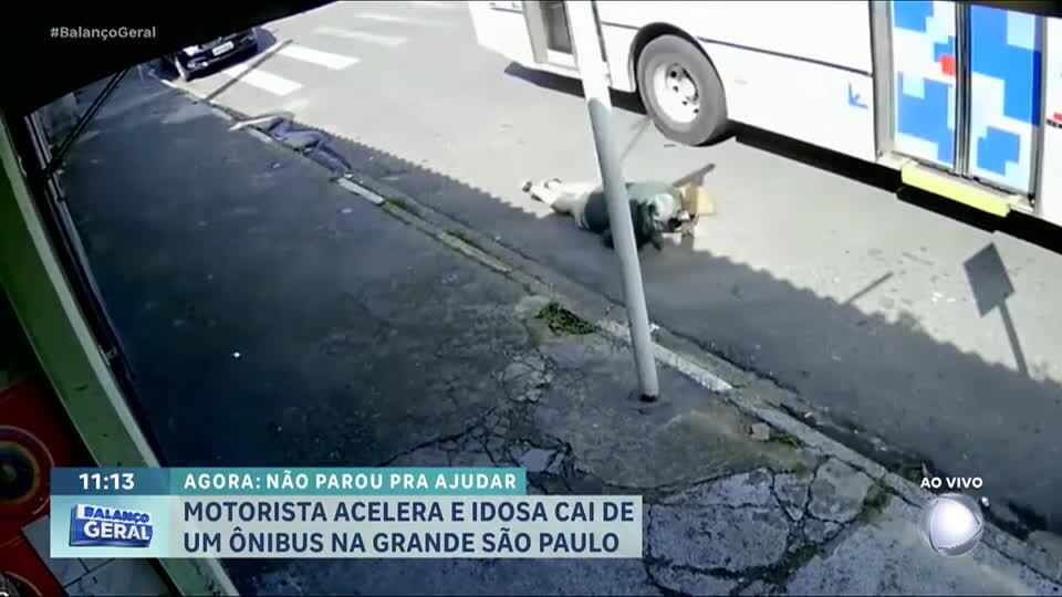 Idosa cai de ônibus durante desembarque em Suzano (SP)