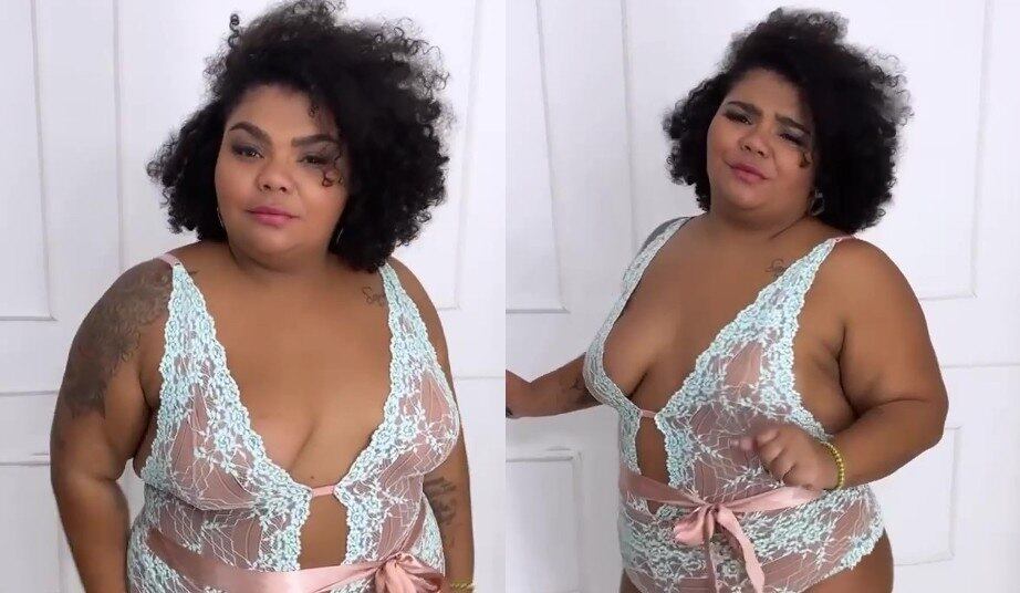 A modelo Flora Cruz apareceu de lingerie para rebater a crítica de um hater