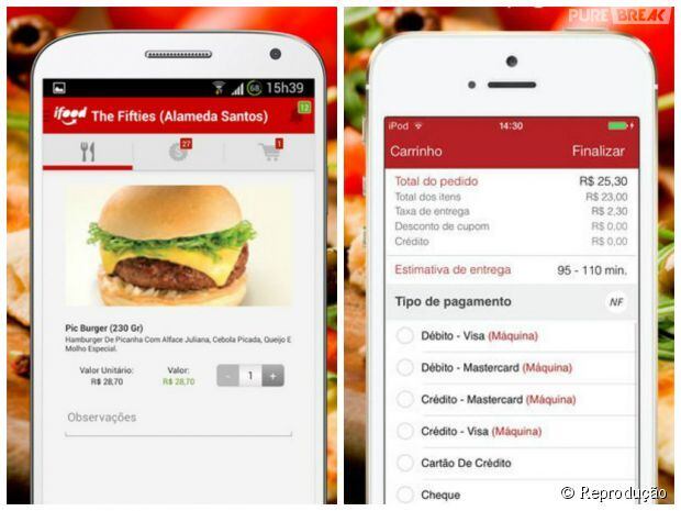 iFood

Presente em praticamente todo o País, o iFood, lançado em 2011, é uma plataforma que reúne os mais diferentes restaurantes que realizam delivery. O usuário instala o aplicativo, localiza o restaurante que ele quer, faz o pedido e pronto! A comida é entregue em sua casa sem necessidade de utilizar um telefone