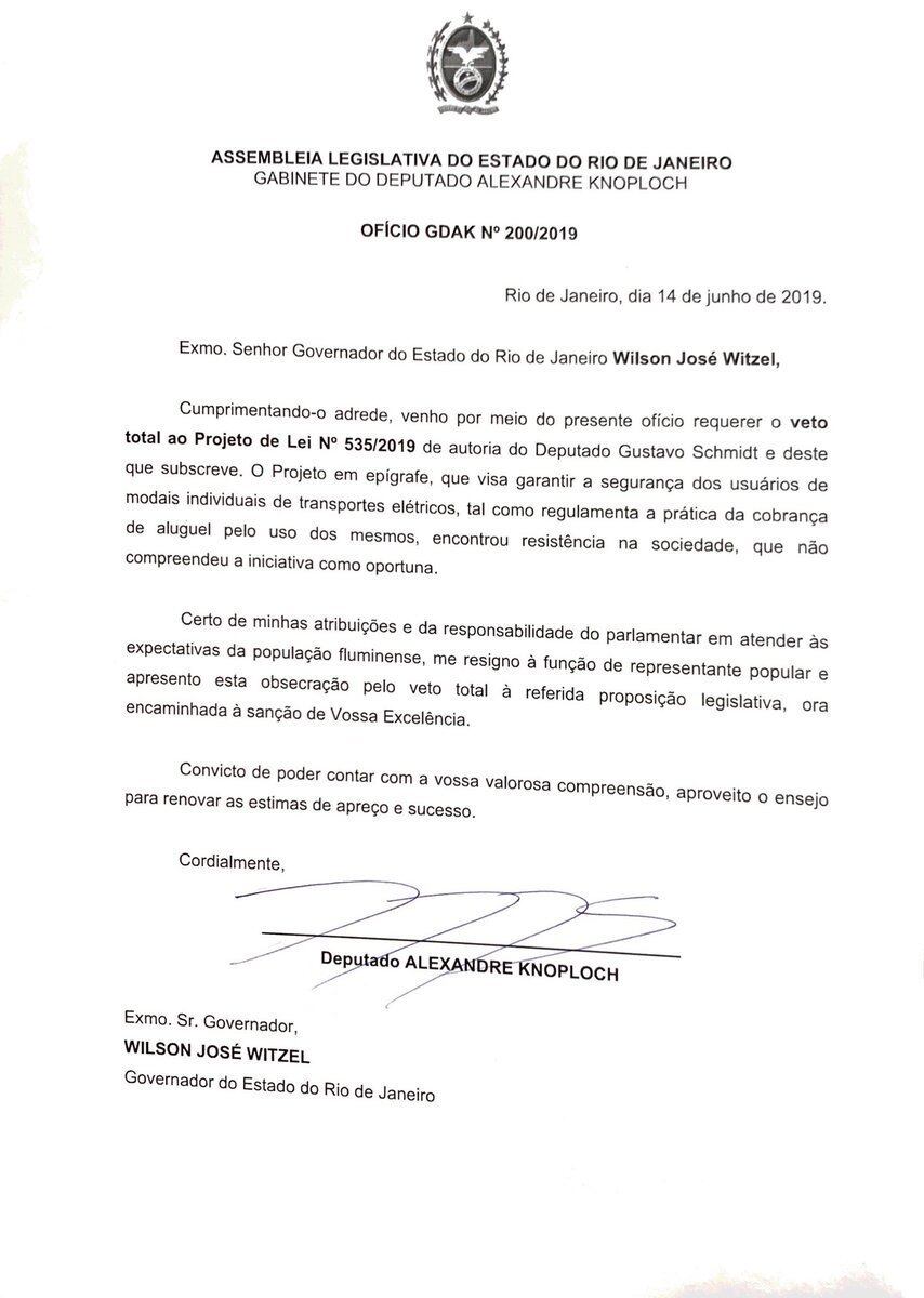 Deputado publicou pedido a Witzel nas redes sociais