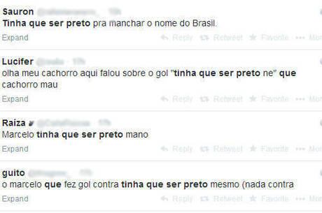 Torcedores fizeram comentários racistas sobre Marcelo