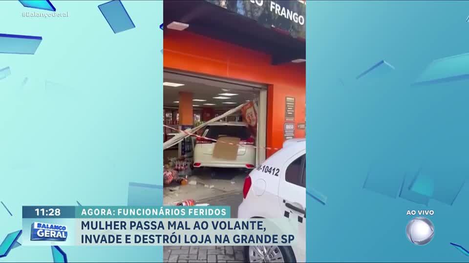 Mulher passa mal ao volante, invade e destrói loja em Santo André (SP)