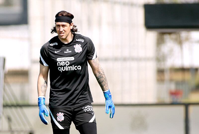Goleiro Cássio em treino pelo Corinthians