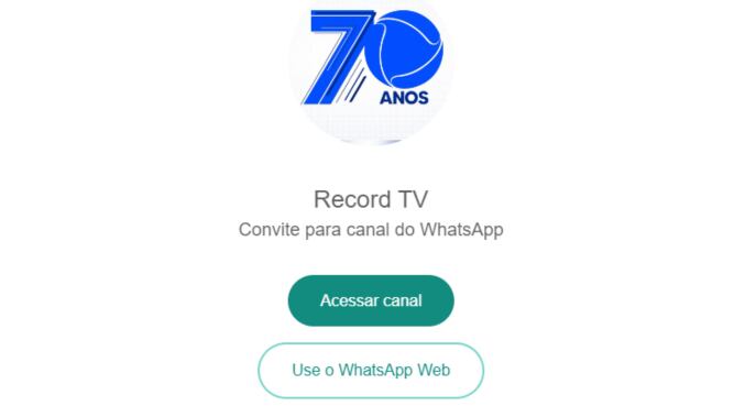 Participe do Canal da Record TV no WhatsApp
