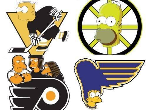 Um designer gráfico criou e divulgou em seu Twitter vários logos de times de hóquei no gelo mesclados com personagens dos Simpsons. Confira a seguir