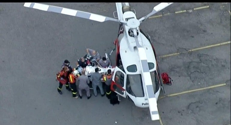 Equipe de bombeiros e o Águia 04 realizaram primeiros socorros
