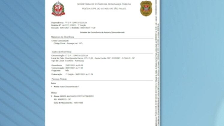 Nas ligações, ele fez ameaças explícitas contra a mulher. Para se proteger, ela registrou um boletim de ocorrência