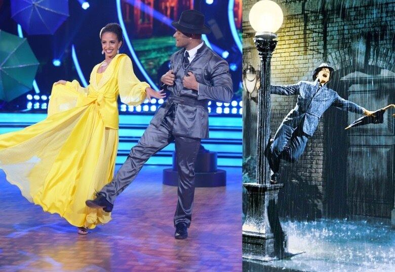 A dupla Tony Salles e Bruna Rocha surpreendeu os jurados com uma coreografia romântica do foxtrot inspirado no clássico Dançando na Chuva