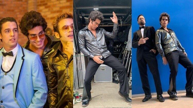 Luan Argollo esbanjou o estilo retrô que Plínio escolheu para a festa de formatura. Em fotos com várias poses divertidas, o jovem arrasou ao lado dos colegas de cena
