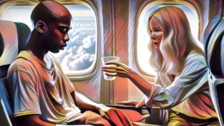 O avião passou por uma turbulência, o cantor ficou nervoso e suava muito. Isabel buscou água e tentou acalmá-lo. E não parou por aí. Quando desembarcaram, Isabel continuou preocupada com o rapaz e perguntou para onde ele ia. Thiaguinho contou a ela que era cantor e que se apresentaria na Vila da Penha, no Rio de Janeiro: "Ela me perguntou se eu sabia chegar lá e eu respondi 'não sei andar no Rio' e ela me disse que me levaria até lá", relatou o artista em entrevista ao podcast PodPah.