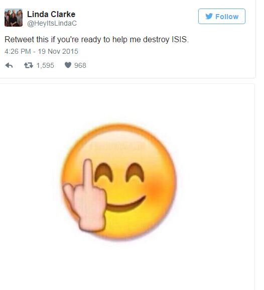 Para finalizar, mandou um recadinho nada educado para o ISIS, e disse "retuíte se você quer me ajudar a destruir o Estado Islâmico". E você, acha que ela consegue? Comente