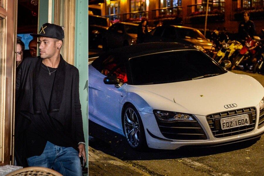 Neymar entrou mais cedo de férias graças à sua infantilidade com a seleção brasileira na Copa América, e parece querer aproveitar cada segundo de folga. O craque foi visto jantando com amigos em um restaurante em São Paulo e aproveitou para exibir seu belo carrão