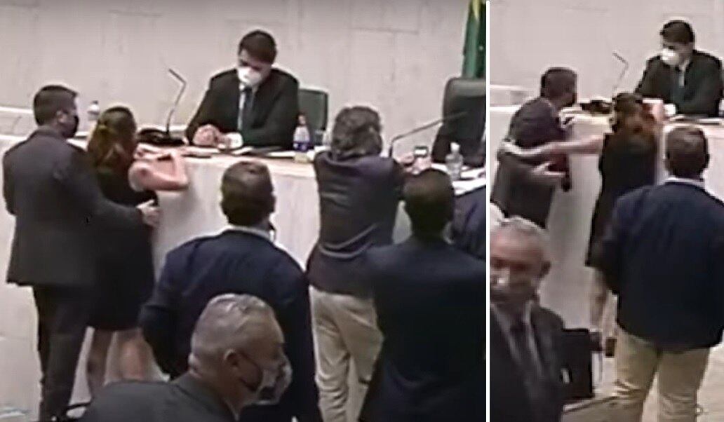 Deputada empurrou parlamentar após toque