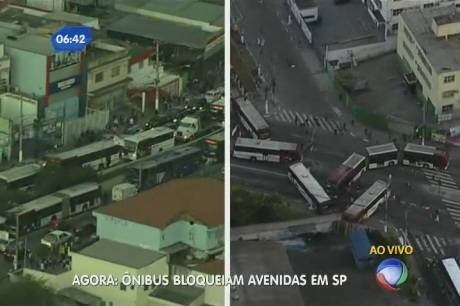 Funcionários de garagem de ônibus fecharam vias importantes da zona sul durante paralisação