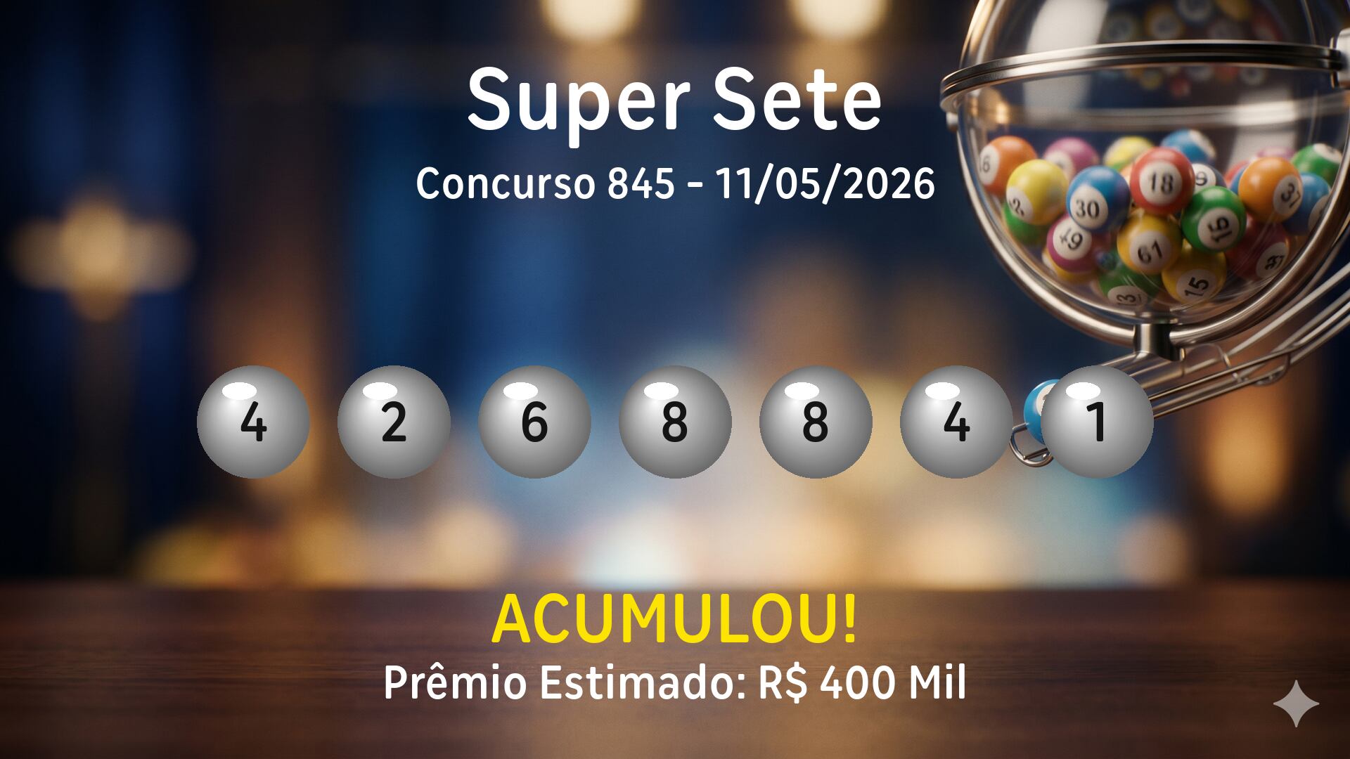 Super Sete: veja os números sorteados no concurso 845