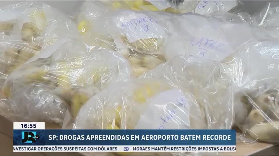 Volume de drogas apreendidas no Aeroporto Internacional de São Paulo bate recorde