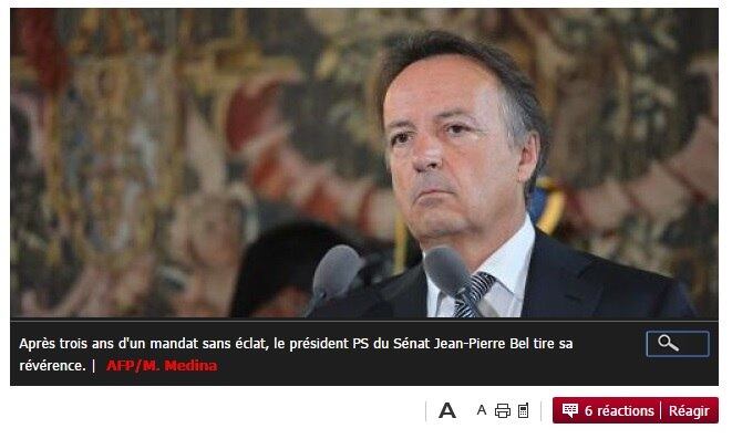 O atual presidente do Senado, Jean-Pierre Bel, deixa o cargo nesta semana
