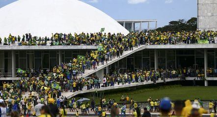 Extremistas durante invasão do Congresso Nacional