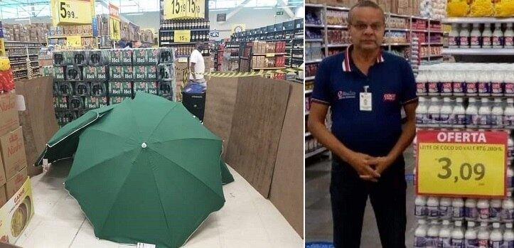 Corpo de Moisés ficou tapado por guarda-sóis