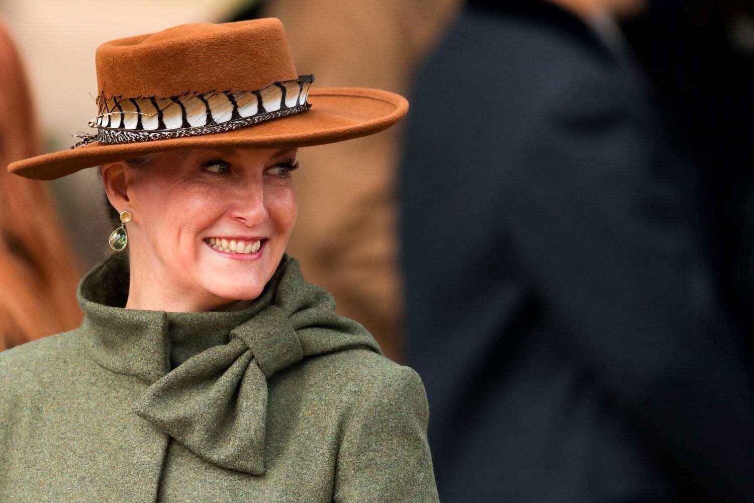 Sophie, duquesa de Edimburgo do Reino Unido, comparece à cerimônia de Natal da família real, na propriedade de Sandringham, no leste da Inglaterra