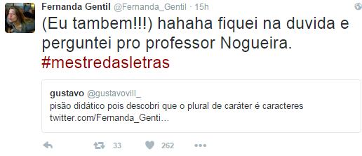 Fernanda ainda deu aula de plural pra geral