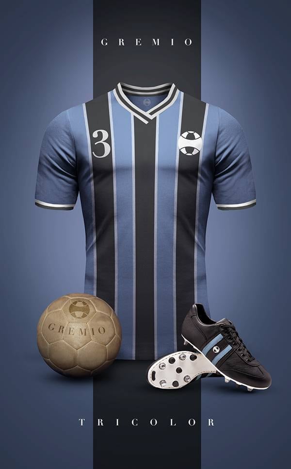 Esta camisa do Grêmio relembra bem os tempos áureos do Tricolor dos Pampas