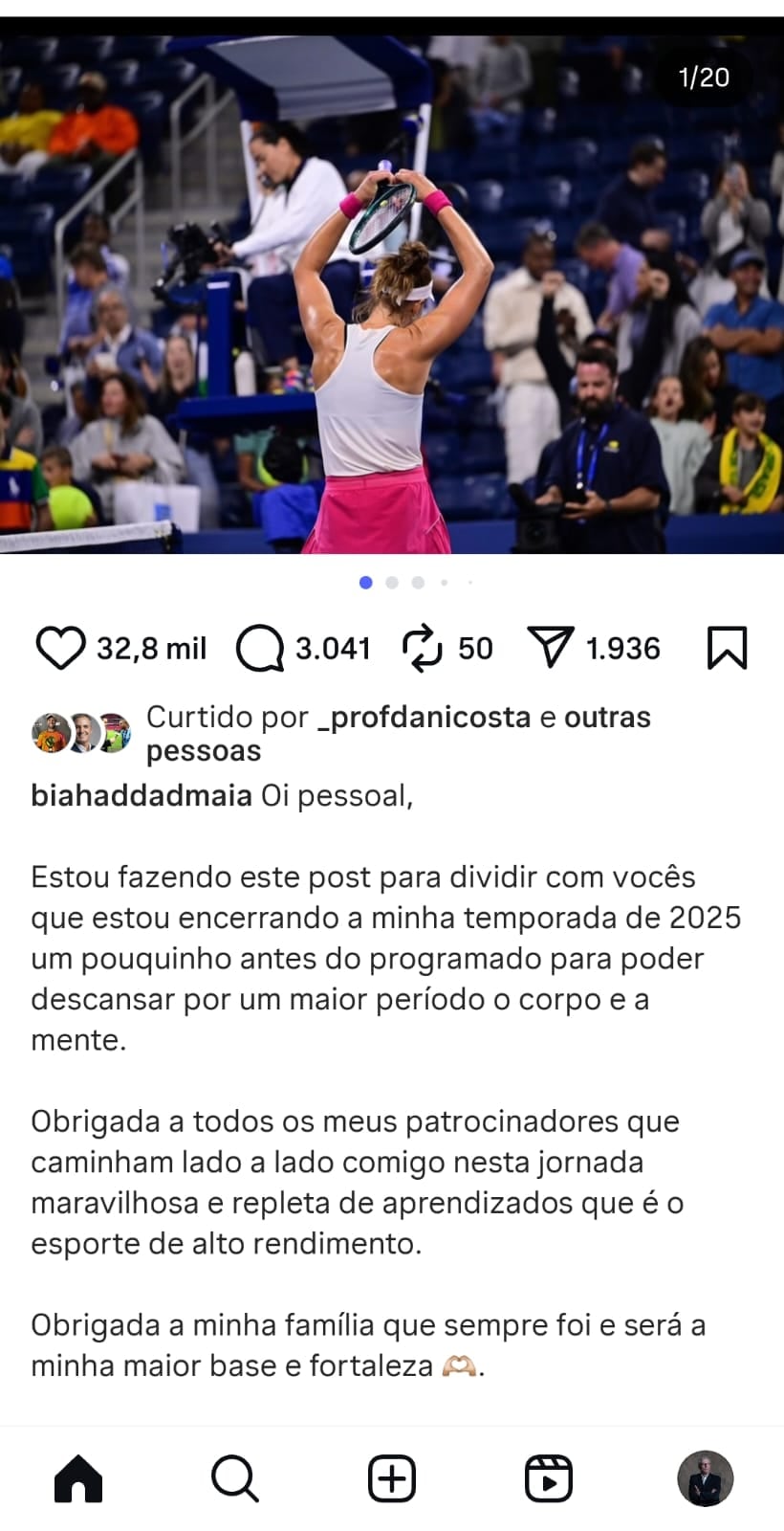 Bia anuncia fim de temporada