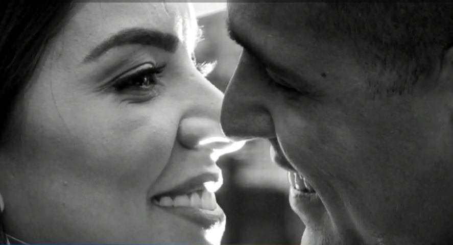 Jessica e o noivo Flavio em um ensaio fotográfico antes do casamento