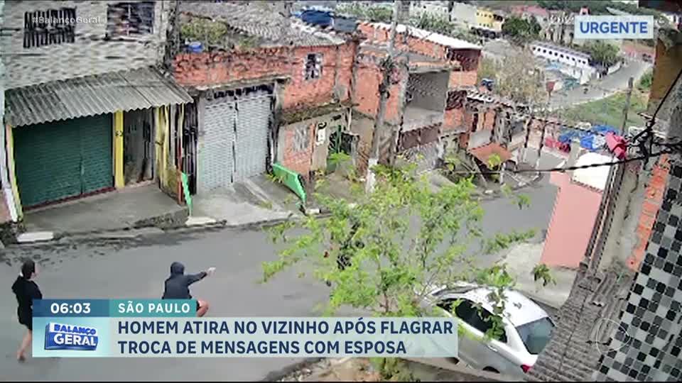 Homem atira no vizinho após flagrar troca de mensagens com a esposa