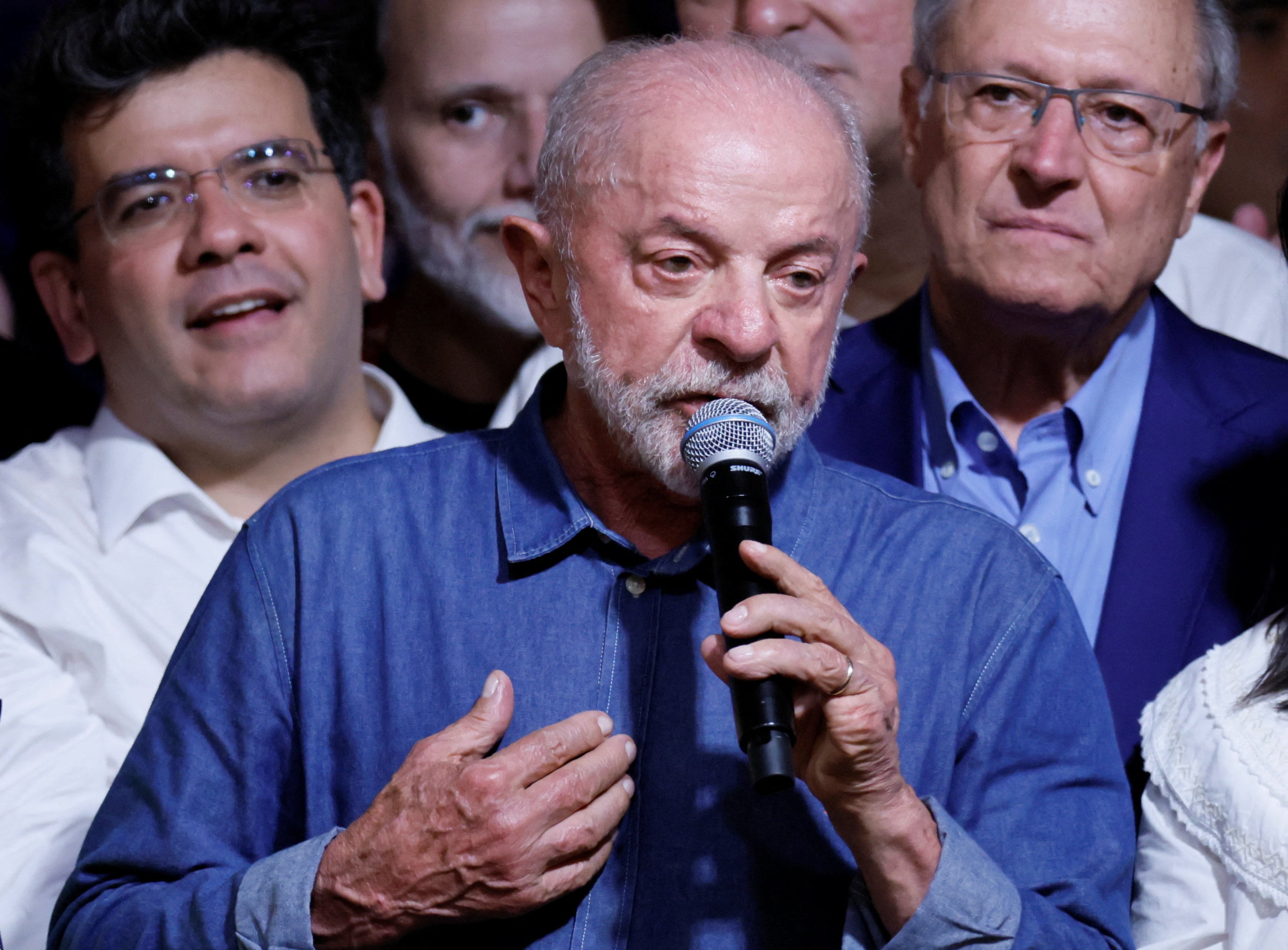 Brazilian President Luiz Inacio Lula da Silva, the Workers' Party (PT) candidate for presidential re-election, speaks after winning the presidential runoff election, in Sao Paulo, Brazil, October 25, 2026. REUTERS/Brian Snyder