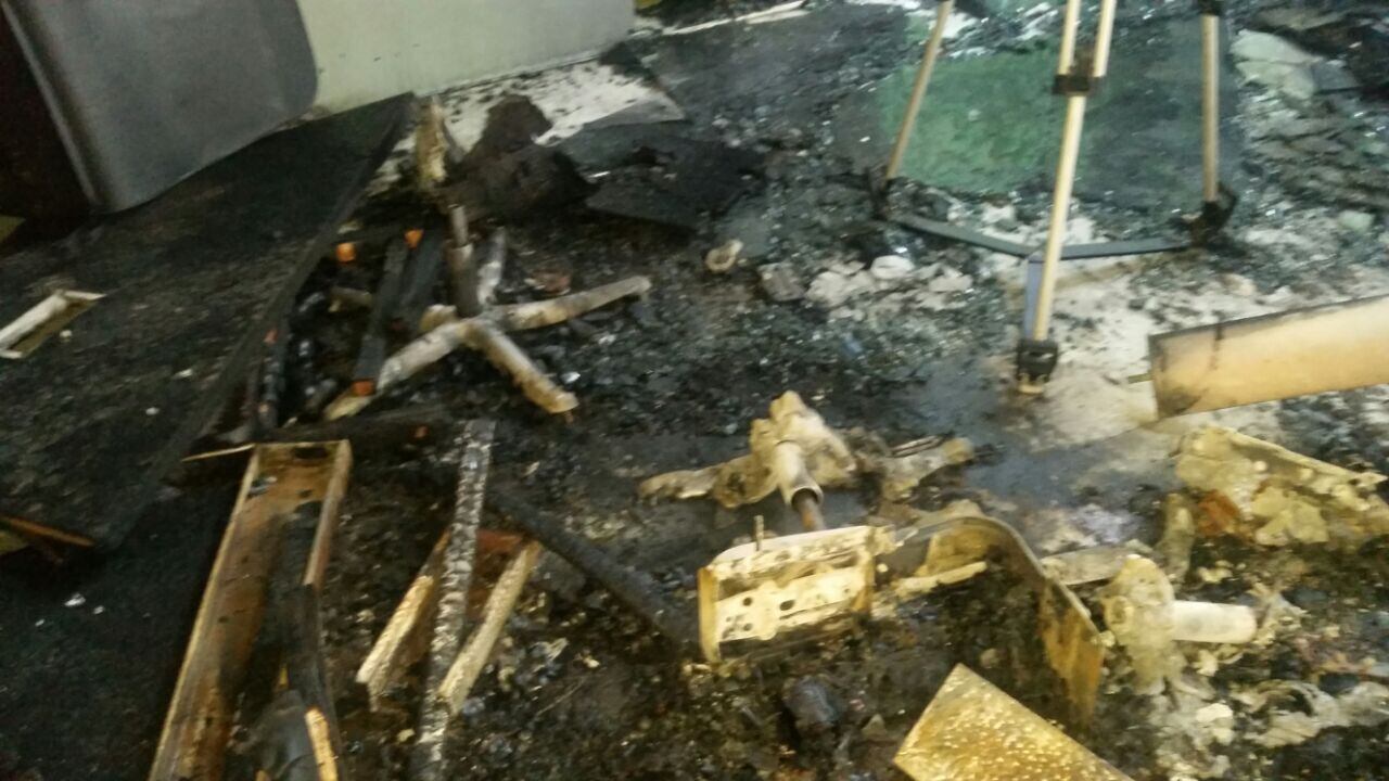 O fogo atingiu o auditório onde o ministro Blairo Maggi faz pronunciamentos.