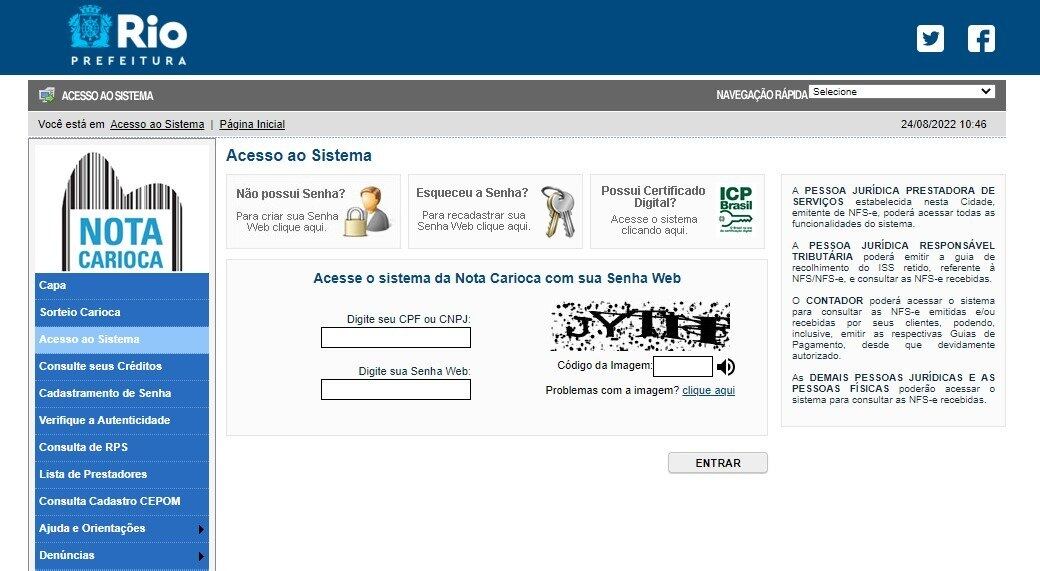 Portal Nota Carioca voltou a funcionar

