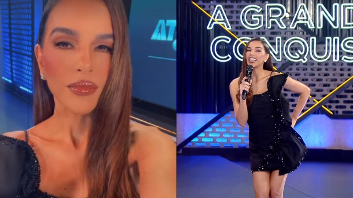 Toda plena para a sexta eliminação da temporada, Mari brilhou com vestido preto! A peça tem um mega babado com brilho na lateral, super charmoso! Para fechar o look com chave de ouro, cabelo com leves ondas nas pontas e make leve!
