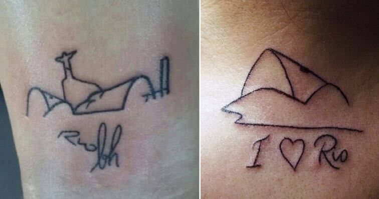 No retrato à esquerda, símbolos de Rio e Minas Gerais foram unidos na mesma tatuagem