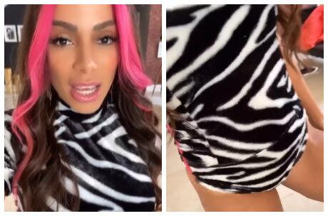 Anitta se arrumou apenas da cintura para cima