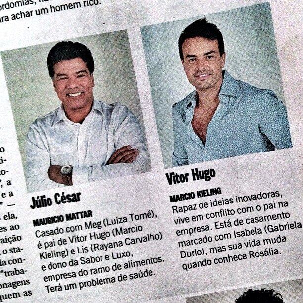 Márcio Kieling, que interpreta o personagem Vitor Hugo, postou uma foto em seu Instagram e celebrou o fato de atuar ao lado de Maurício Mattar. "Pai e filho. Família Pantaleão. Dona Xepa. Estreia 21/05, às 22h15", escreveu