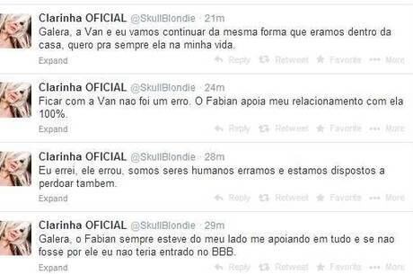 Clara resolveu esclarecer a situação em seu Twitter